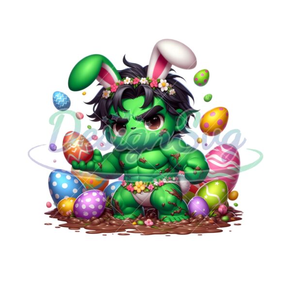 Chibi Baby Hulk Happy Easter Eggs PNG