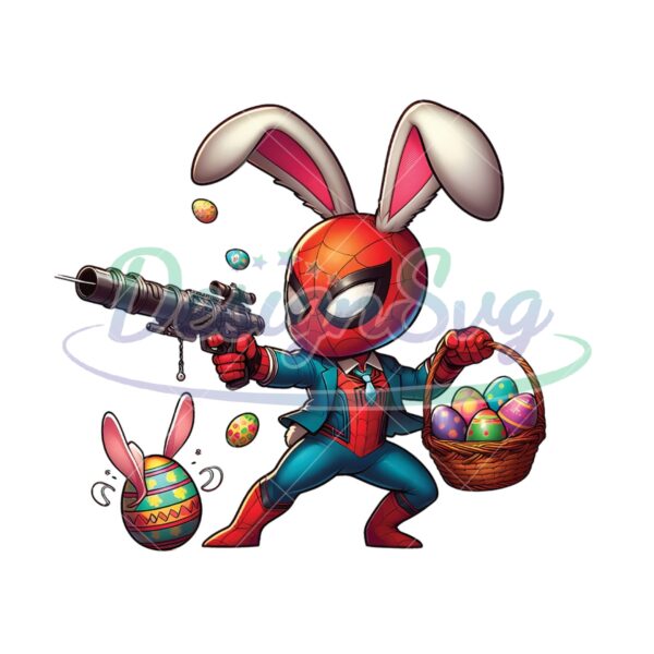 Chibi Spiderman Cover Eggs Basket Easter PNG