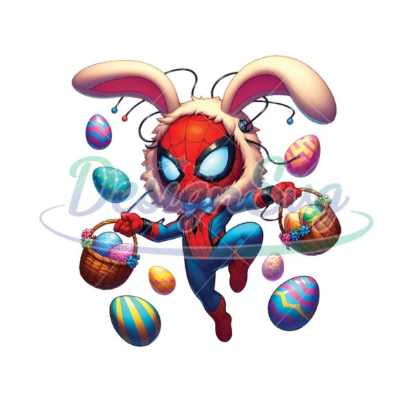Superhero Chibi Bunny Spiderman Easter PNG