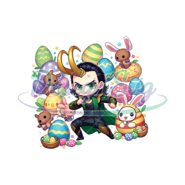 Chibi Loki Superhero Happy Easter PNG