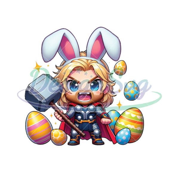 Chibi Marvel Thor Bunny Happy Easter PNG