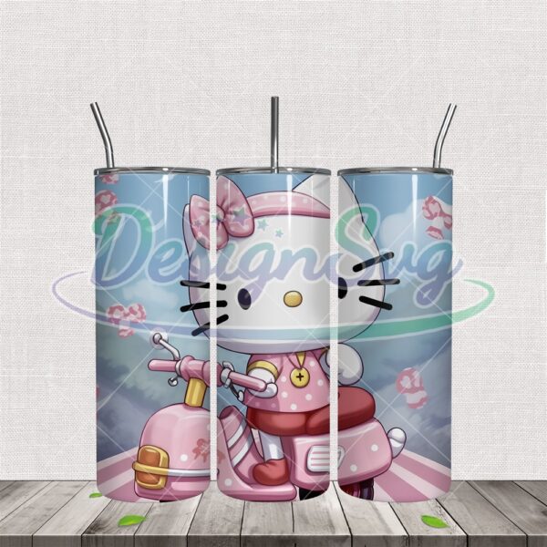hello-kitty-pink-bicycle-design-skinny-tumbler-png