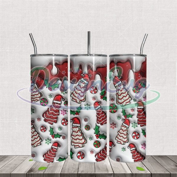 3d-inflated-christmas-tree-cakes-tumbler-wrap-png