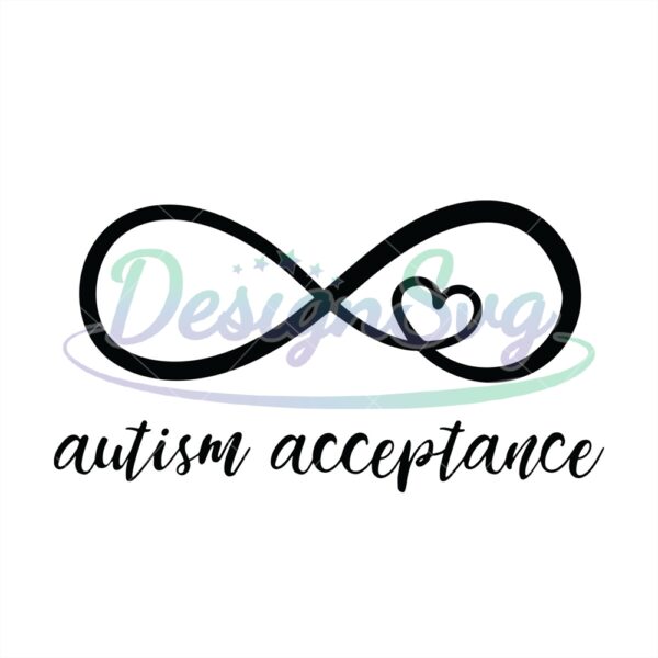 Autism Acceptance Infinity Heart Loop PNG