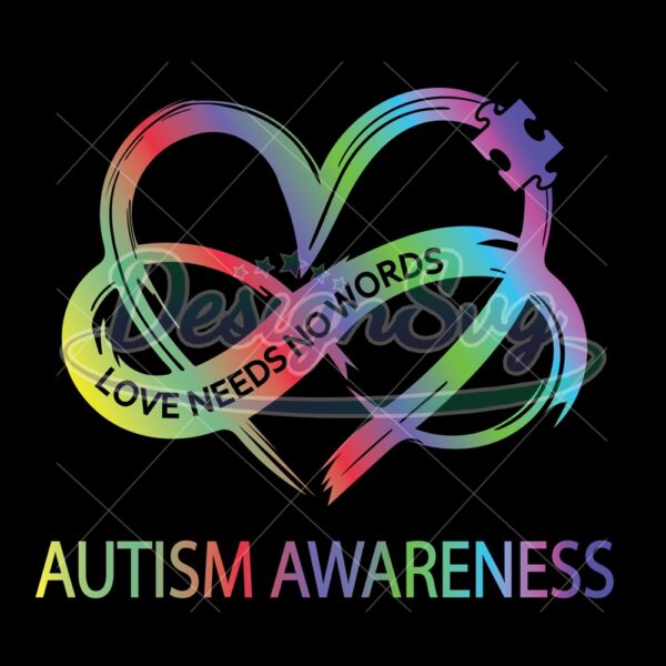 Love Autism Infinity Heart Puzzle Holo PNG