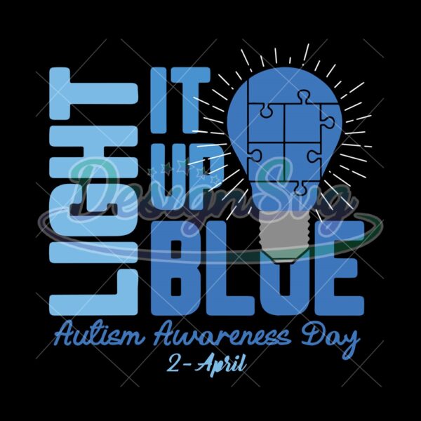 Autism Awareness Day Blue Light Up PNG