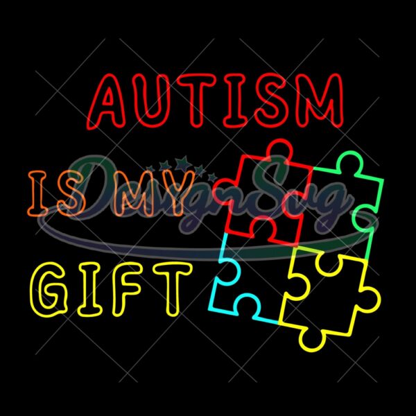 Autism Is My Gift Puzzle Neon Color 4 Pieces PNG