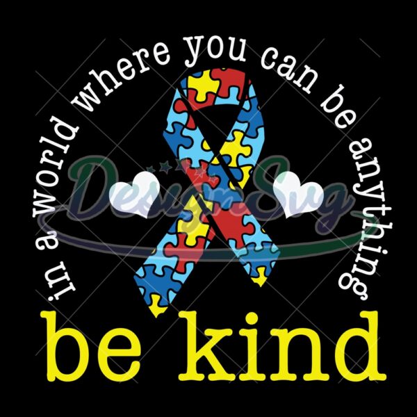 Autism Bowtie Puzzle In A World Be Kind PNG