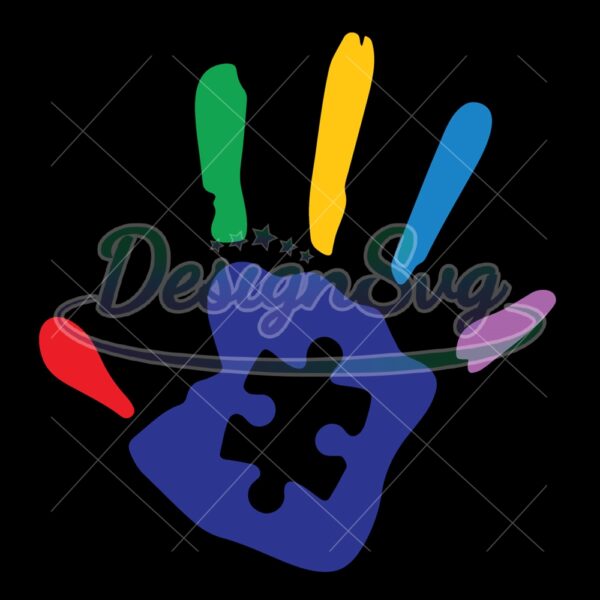 Autism Awareness Colorful Hand Puzzle PNG