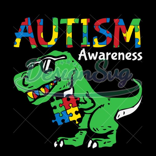 Autism Awareness Green Dinosaur PNG