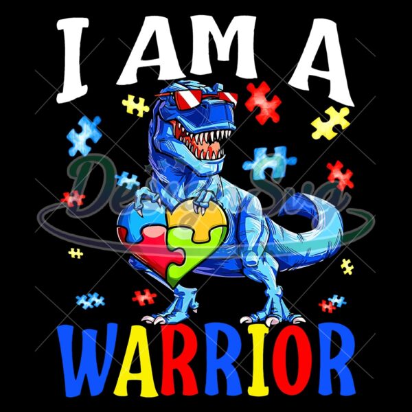 Autism Dinosaur I Am A Warrior Puzzle Piece PNG
