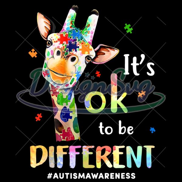Autism Giraffe Its Ok To Be Different PNG