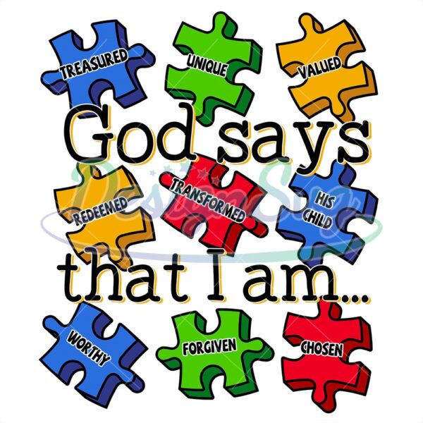 Autism Puzzle Piece God Says That I Am PNG