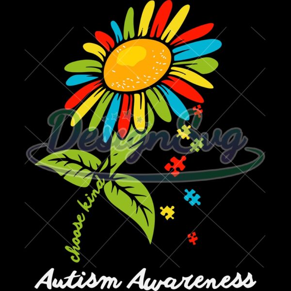 Autism Awareness Colorful Flower PNG