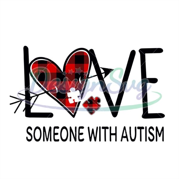 Someone With Autism Checkered Heart PNG