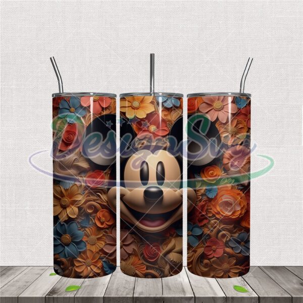 3d-colorful-floral-mickey-mouse-20oz-tumbler-wrap-png