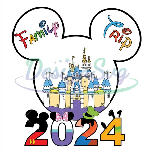Disney Castle Mickey Mouse Family Trip 2024 PNG