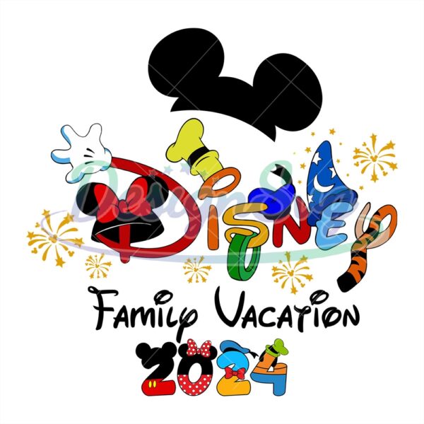 Disney Mickey Mouse Family Vacation 2024 PNG