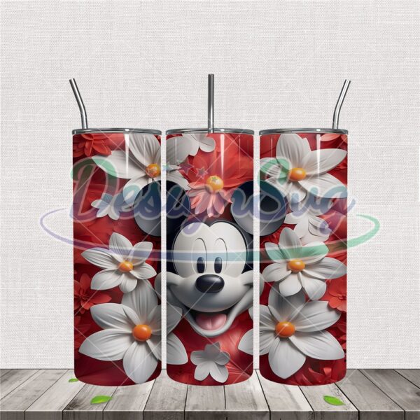 disney-3d-mickey-mouse-flower-skinny-tumbler-wrap-png