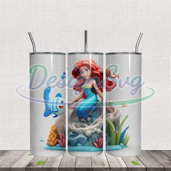 3d-disney-cartoon-little-mermaid-ariel-tumbler-wrap-png