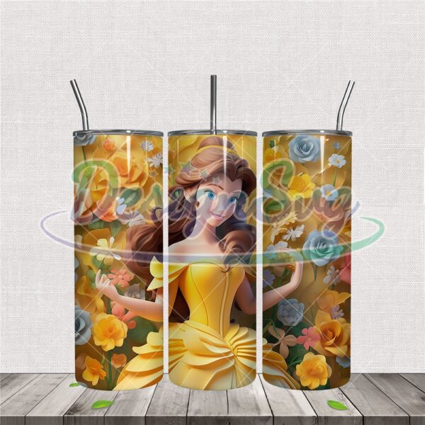 disney-beauty-and-the-beast-princess-flower-tumbler-wrap-png