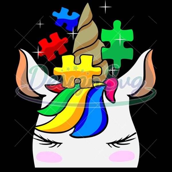 Autism Awareness Unicorn With Puzzle Piece PNG