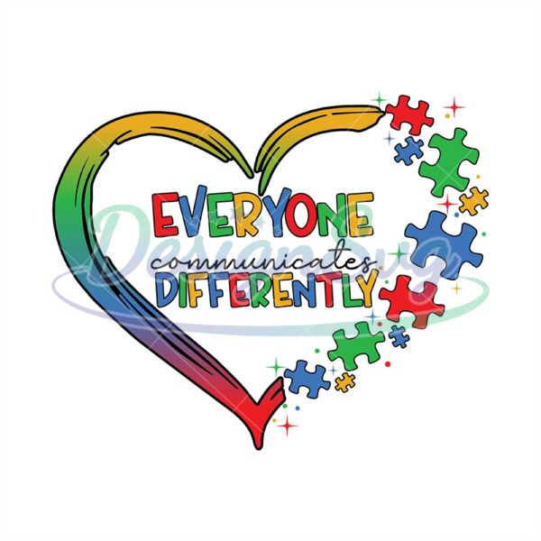 Everyone Communicate Different Heart Puzzle PNG