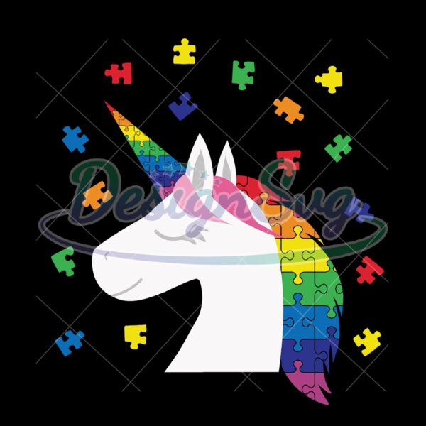 Autism Awareness Unicorn Puzzle Piece PNG