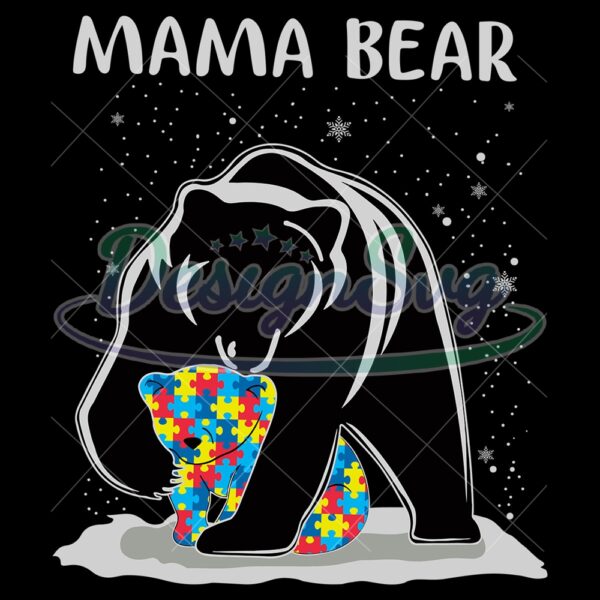 Autism Mama Bear Hug Puzzle Child PNG