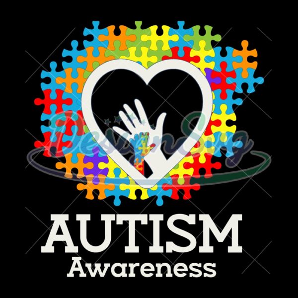 Autism Awareness High Five Heart Puzzle PNG