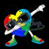 Autism Puzzle Heart Wearing Glasses PNG