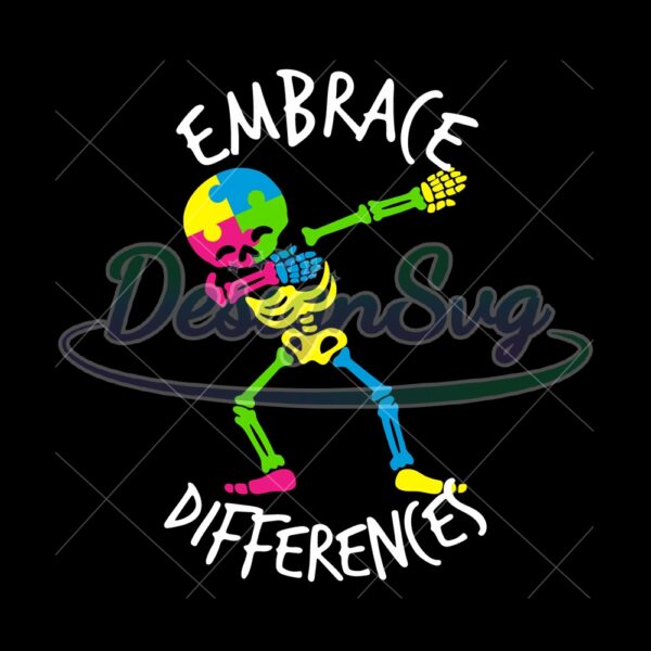 Autism Skeleton Embrace Difference Design PNG