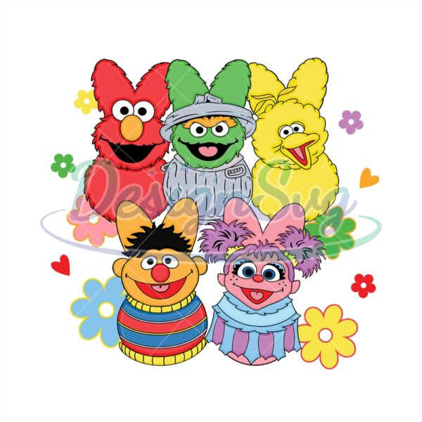 Sesame Street Flower Peeps Happy Easter PNG