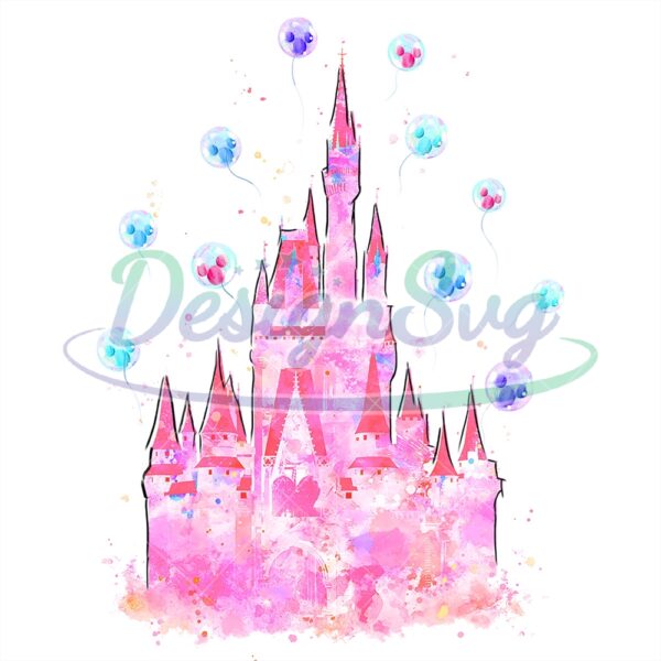 Disney Pink Watercolor Magic Kingdom PNG