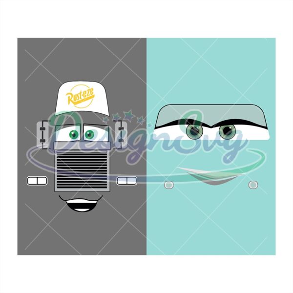 disney-pixar-cars-mack-and-flo-face-poster-svg