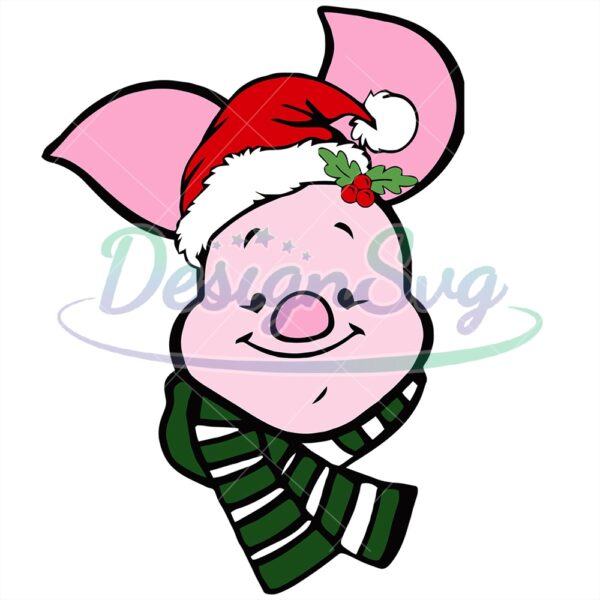piglet-christmas-day-santa-hat-svg