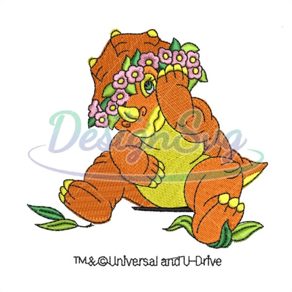 flower-wreath-cera-the-dinosaur-embroidery-png