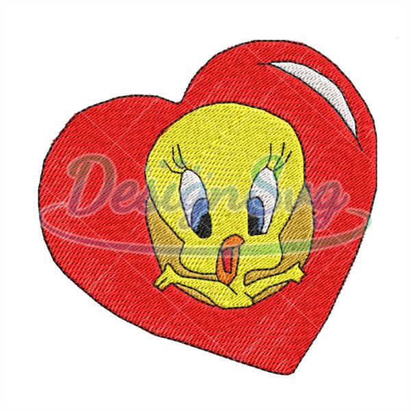 tweety-bird-heart-embroidery