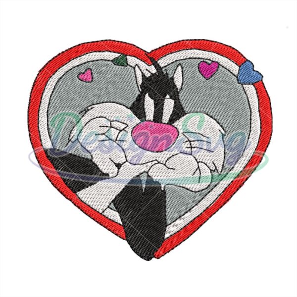 sylvester-cat-heart-embroidery