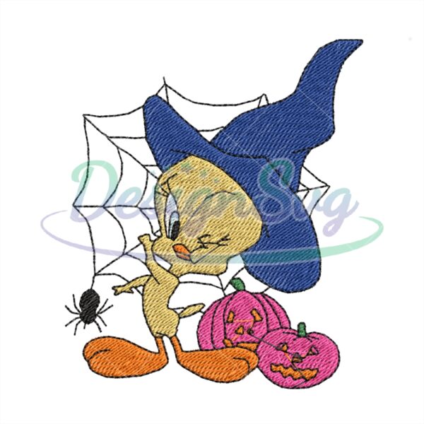 halloween-witch-tweety-bird-embroidery