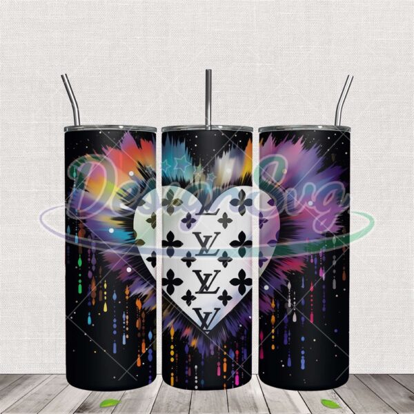 louis-vuitton-heart-tie-dye-color-tumbler-wrap-png