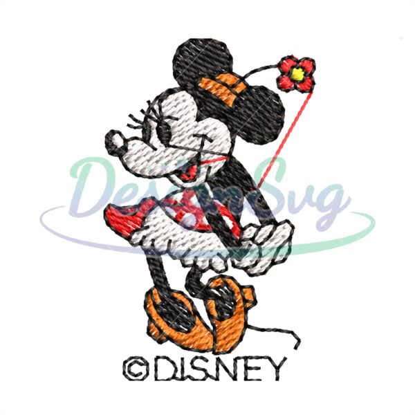 Shy Girl Mickey Embroidery Design