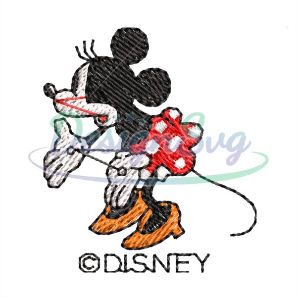 Minnie Mouse Wears Red Skirt Embroidery