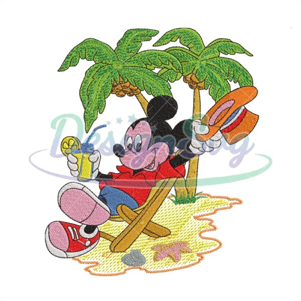 Mickey On Vacation Embroidery Design