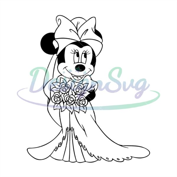 beauty-bride-minnie-mouse-wedding-silhouette-svg