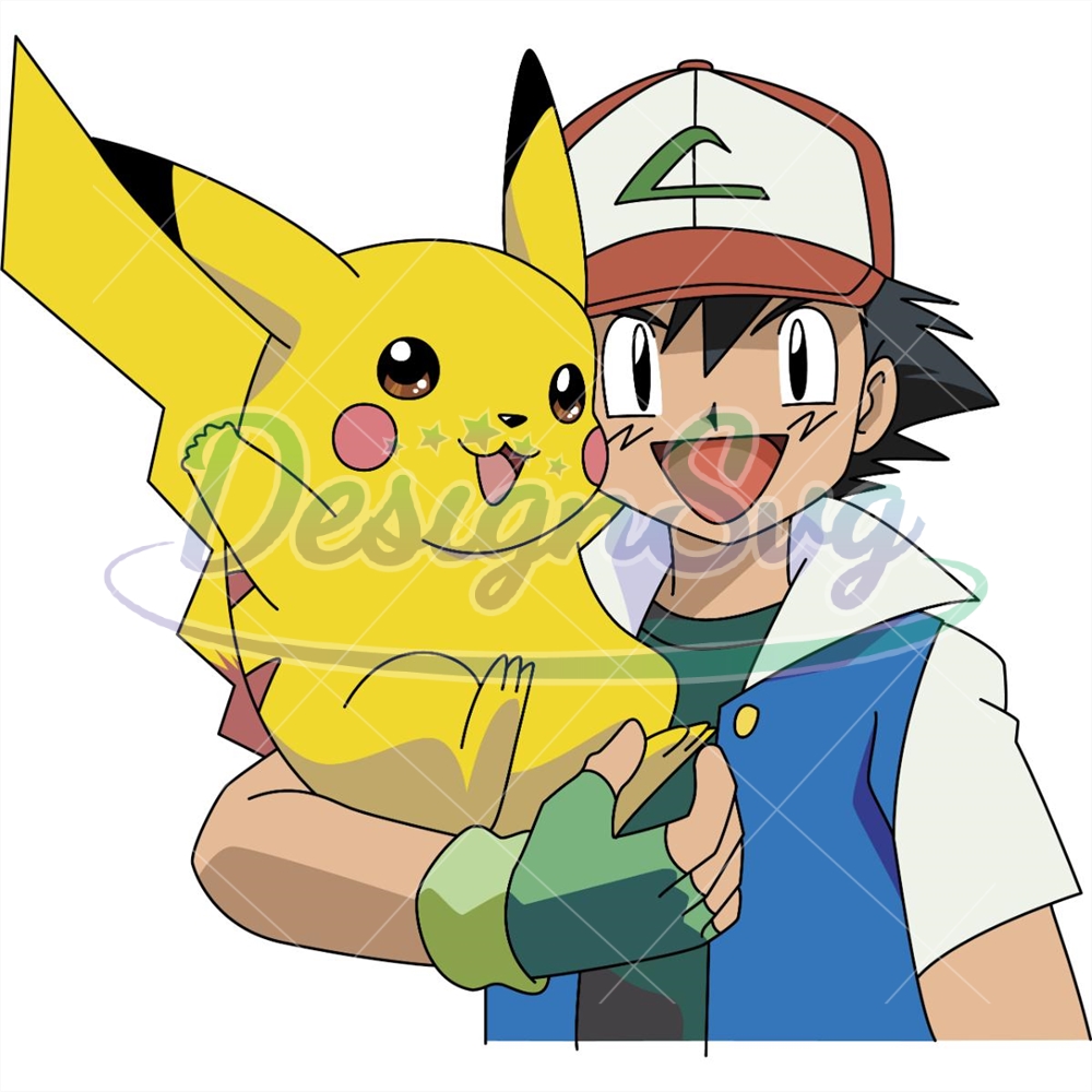 Satoshi Ash Ketchum and Pikachu Pokemon Anime SVG - DesignSVG