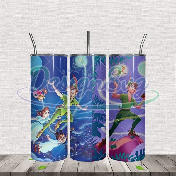 wendy-exploration-the-city-night-with-peter-pan-tumbler-png