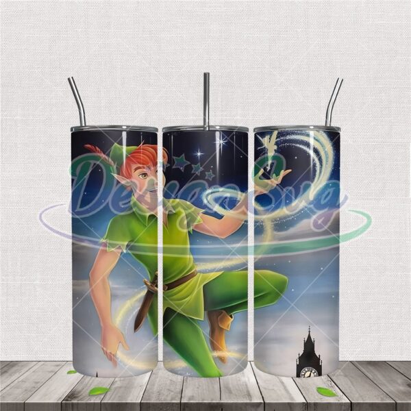 lost-boy-flying-with-tinker-bell-tumbler-night-sky-tower-png