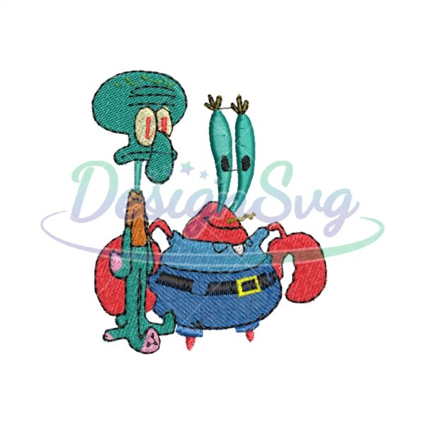 green-squidward-tentacles-mr-krabs-embroidery-png