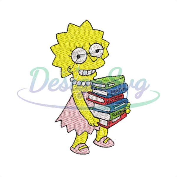 lisa-simpson-books-embroiderypng